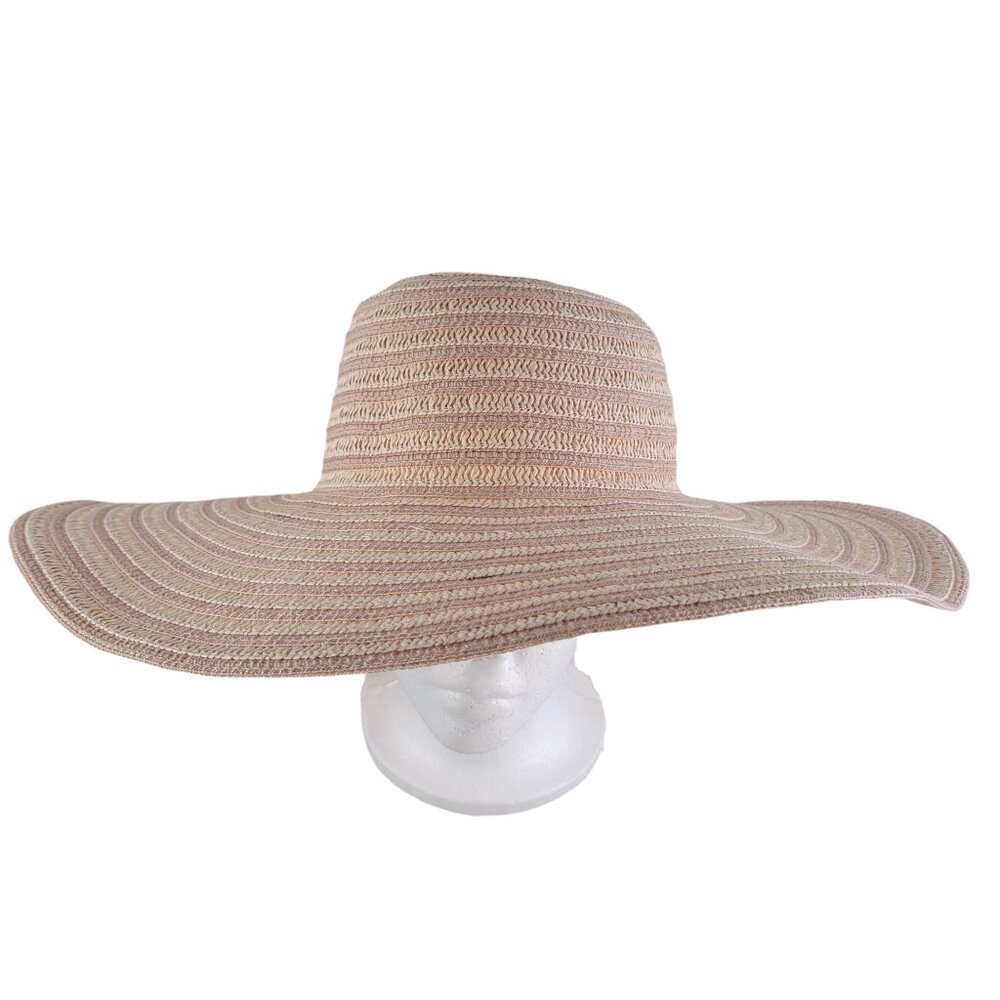 Jaclyn Smith Sun Hat Women's OS Pink Striped Wide Brim Beach Pool Summer Casual - Picture 7 of 10